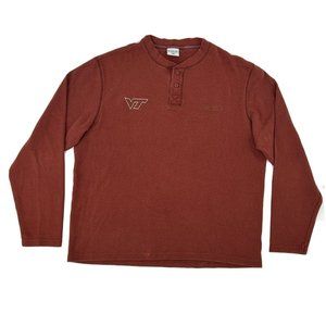 Virginia Tech Hokies‎ Columbia Shirt Men L Maroon Long Sleeve Henley Heavyweight